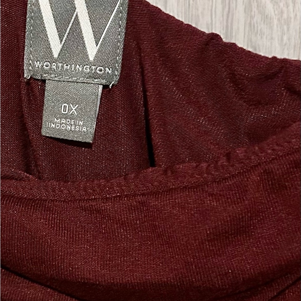 Worthington Off the Shoulder Burgundy Blouse 0X NWT - Picture 5 of 6